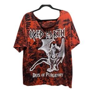 Iced Earth Days of Purgatory Red/Black Tie-Dye Band Tee XL 23x27 Cut Neck